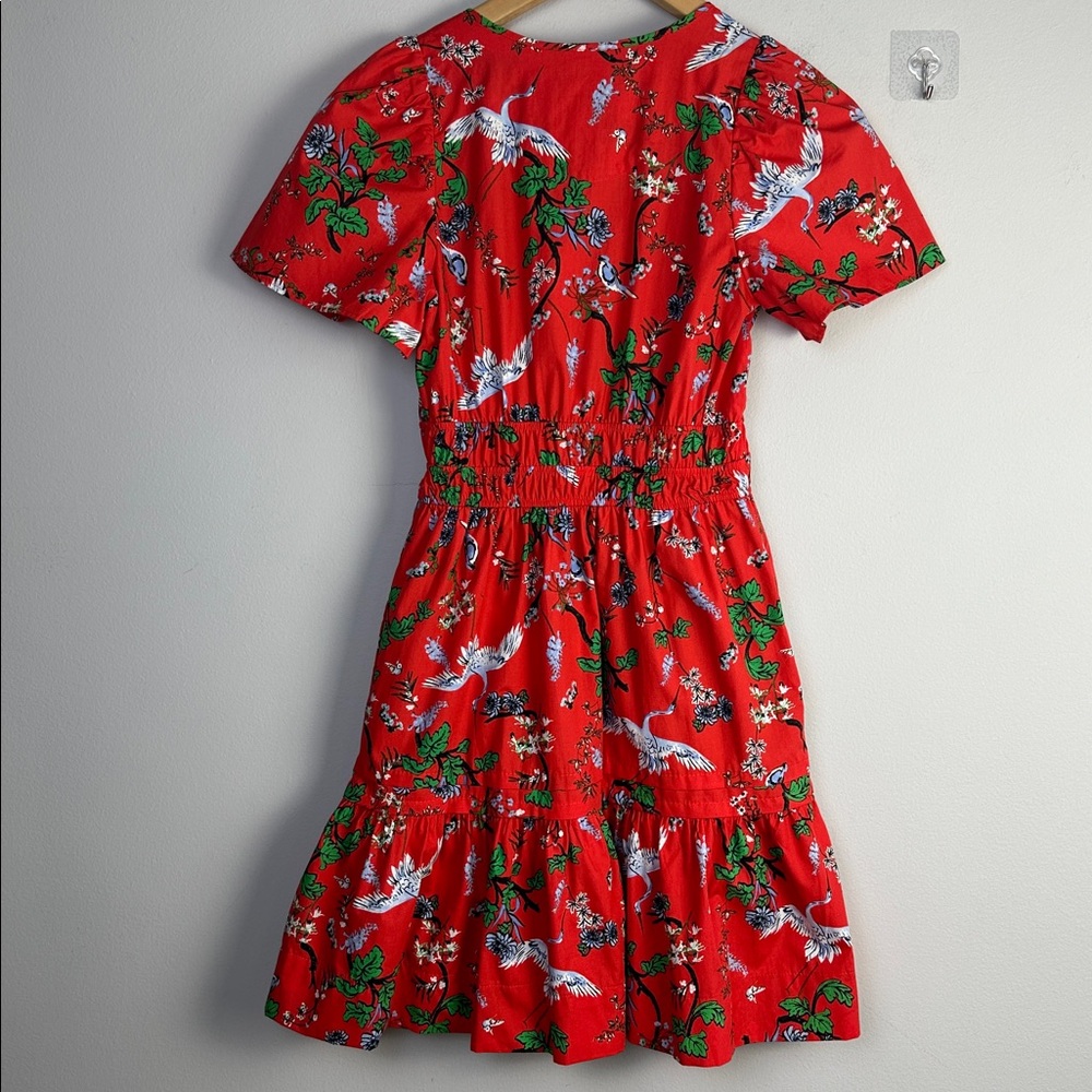 NEW Anthropologie Somerset Mini Cotton Dress Red Bird Floral Print Pockets XXS - Picture 10 of 16